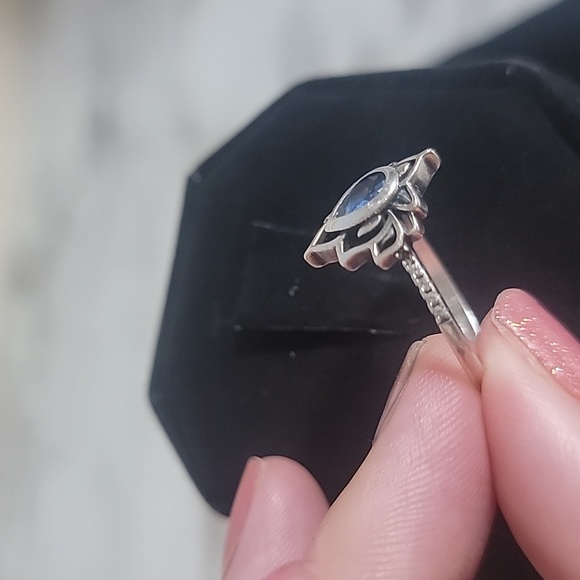 Lotus Ring Blue Size 8 S925 - Picture 3 of 7